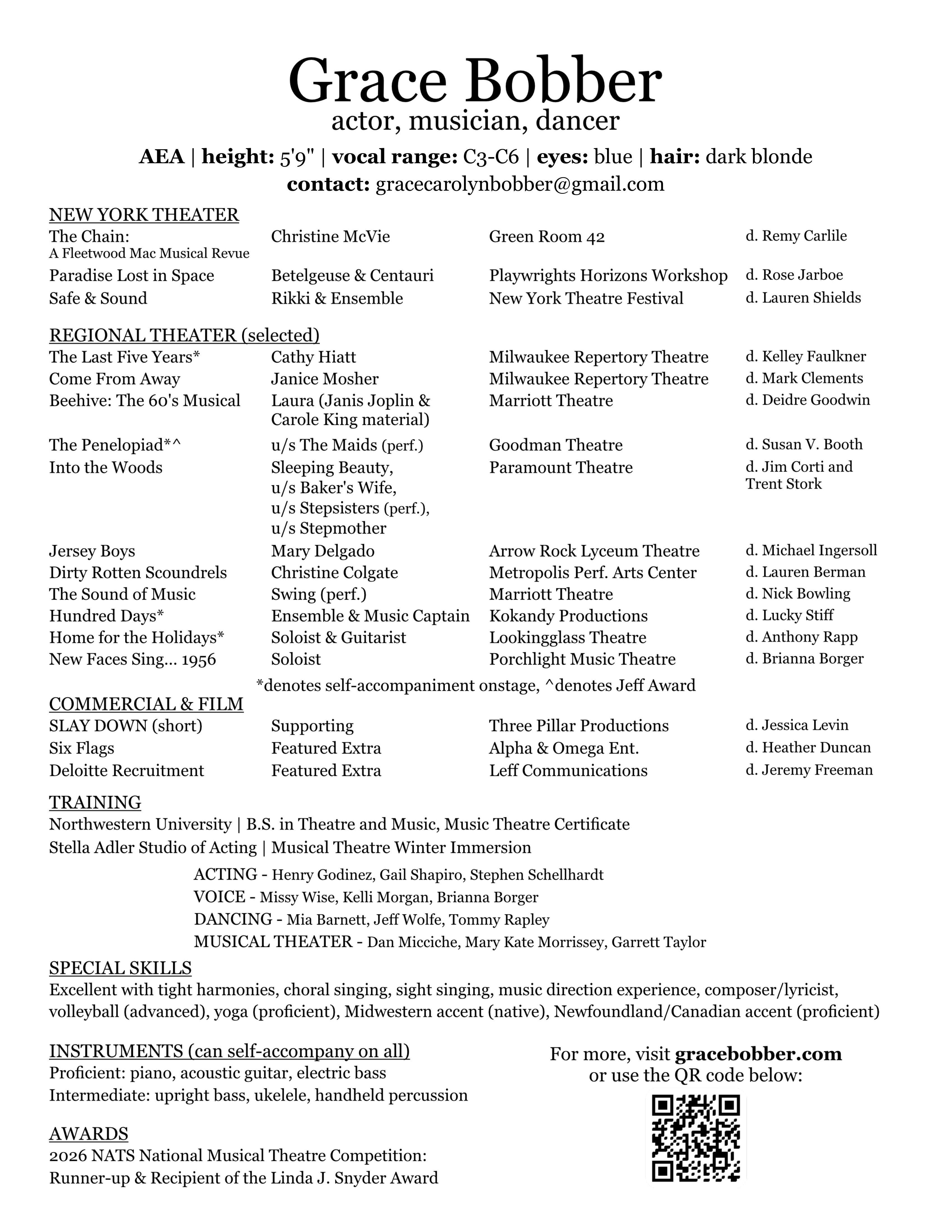 Grace Bobber resume